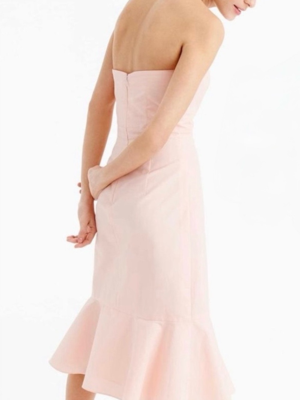J. Crew Strapless Fluted Ruffle Hem Dark Pink Dress - Picture 5 of 9